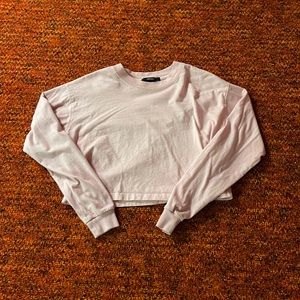 forever 21 crop top pink long sleeve
